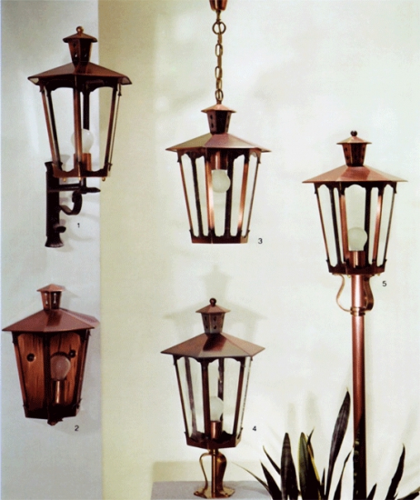 In Handarbeit gefertigte Messing- und Kupferaußenleuchten aus der