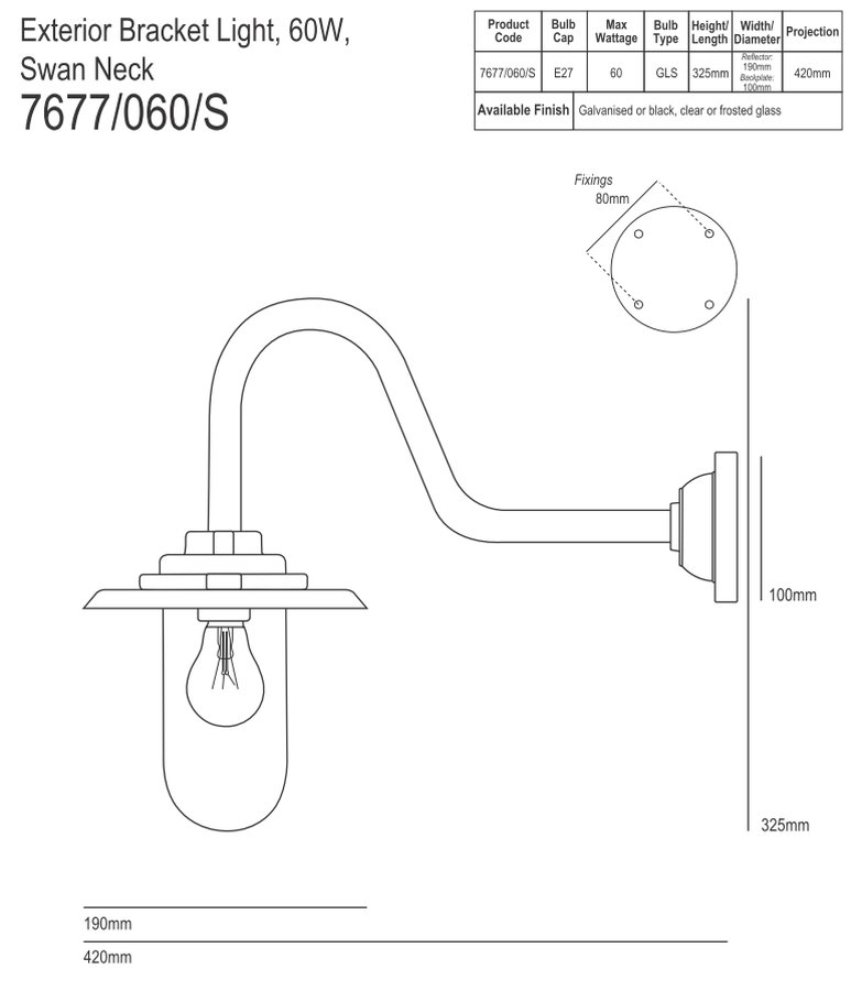 Englische Wandlampe mit Schwanenhals 7677/60/C/S - Terra Lumi