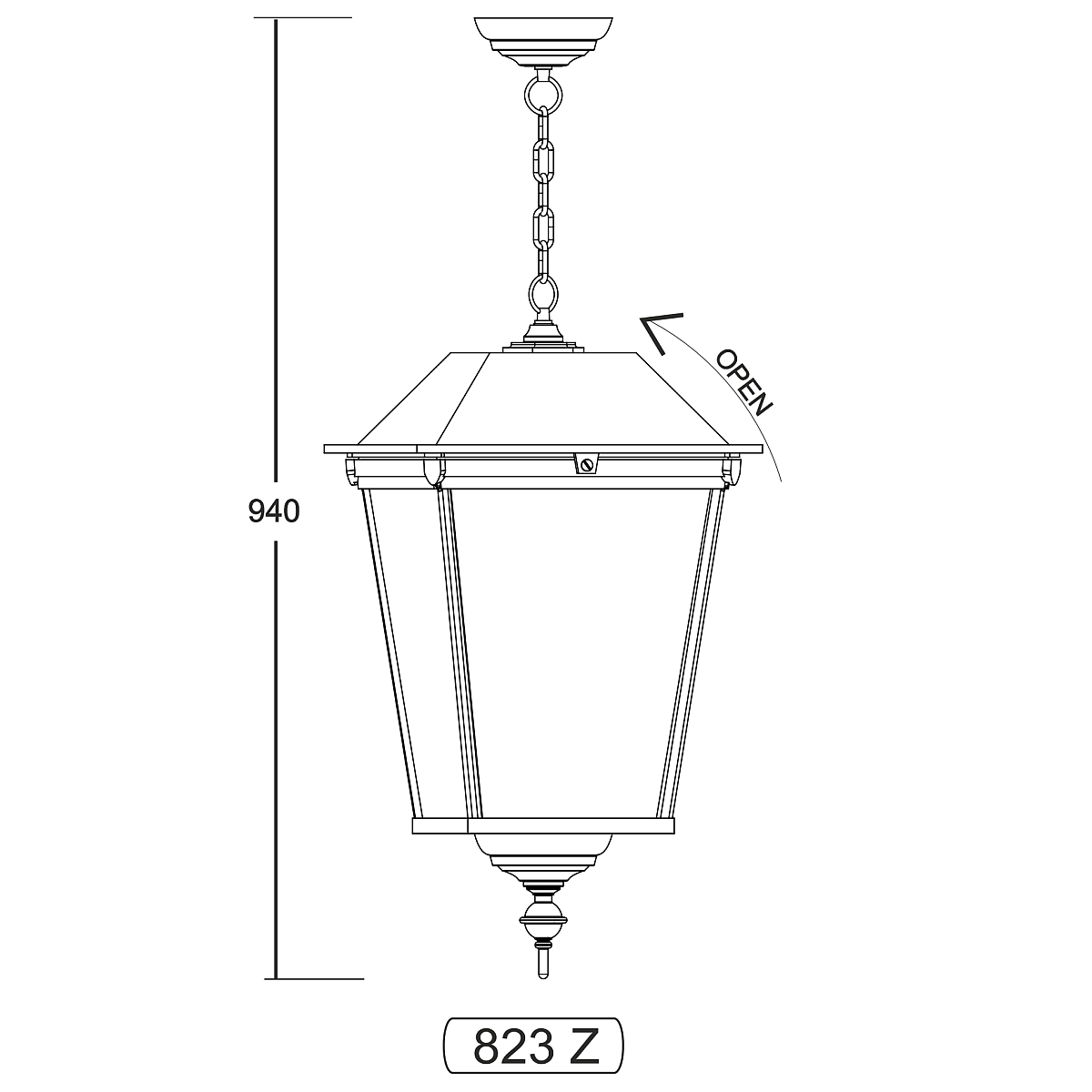 Vierseitige Laterne 823 für Wand- und Standleuchten - Terra Lumi