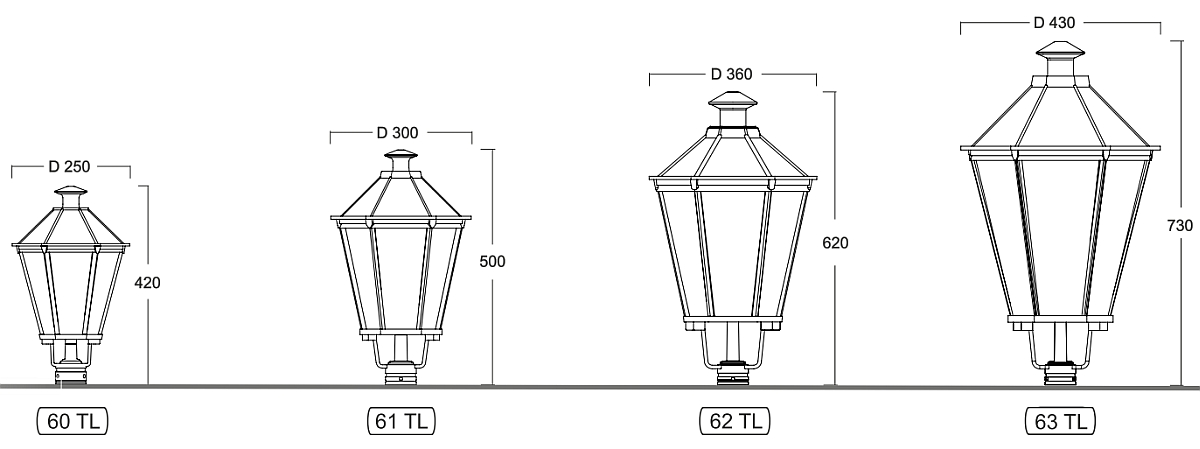 Laterne für Wand- und Standleuchten 60.61.62.63 TL - Terra Lumi