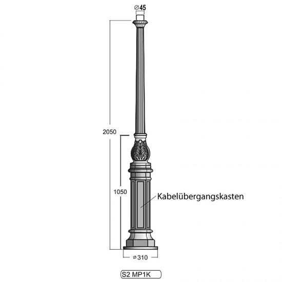 Gussmast mit Akanthusblatt-Baluster S2 MP1K 205 / 255 cm - Terra Lumi