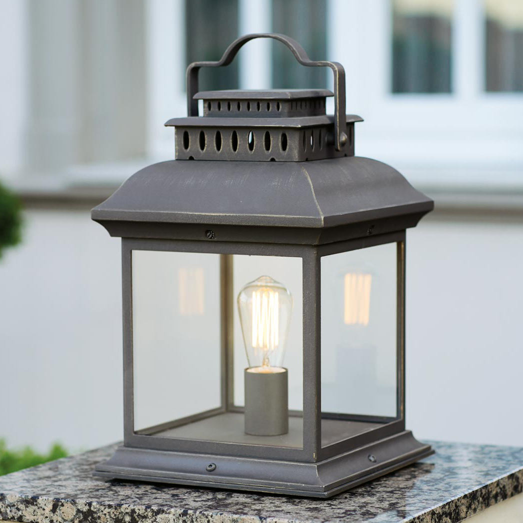 Exclusive four sided wrought iron pedestal lantern AL 6899 Terra