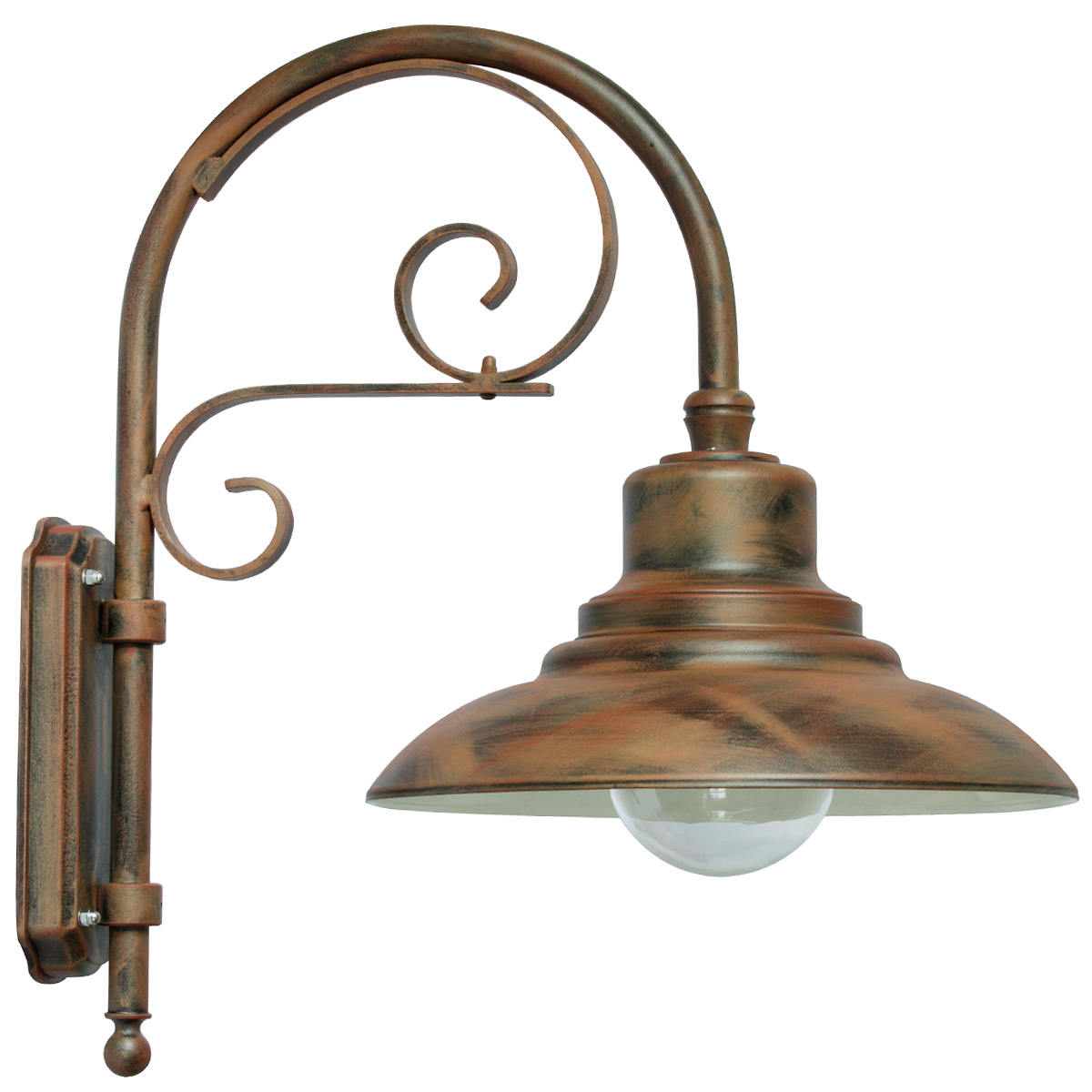 Industrial-style Wall Light with Large Shade for Outdoor Use