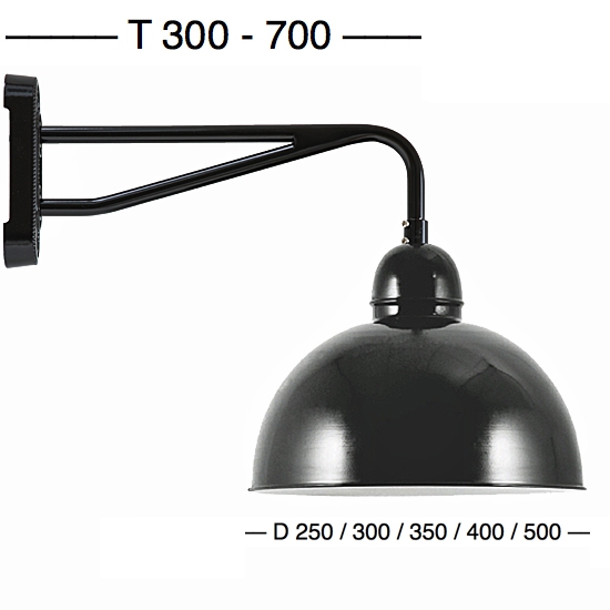 Bild 2: Die verfügbaren Wandarm- und Schirmgrößen auf einen Blick. Bauhaus-Stil-Wandleuchte für außen Kehl W340: Die verfügbaren Wandarm- und Schirmgrößen auf einen Blick.