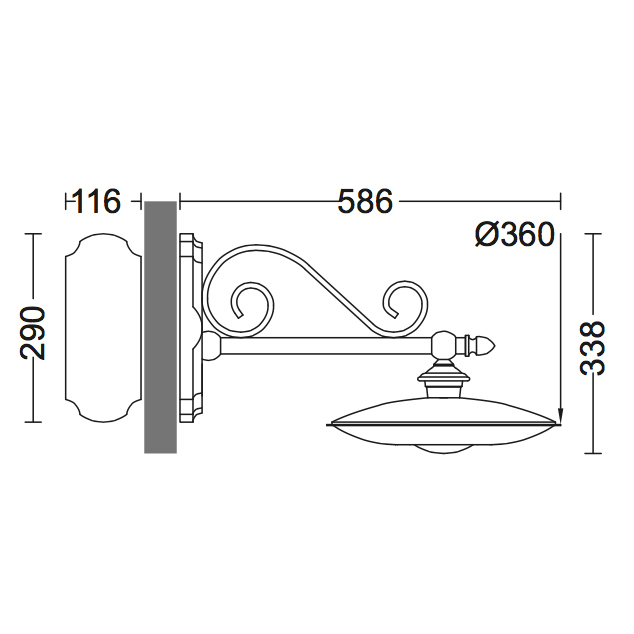 Bild 2: Die Maße: LED-Außenwandleuchte mit IP 65 und Zierarm LED-Außenwandleuchte mit IP 65 und Zierarm: Die Maße: LED-Außenwandleuchte mit IP 65 und Zierarm