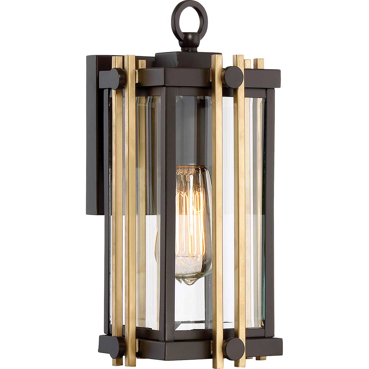 Small Mid-Century Outdoor Wall Light With Gold-Coloured Accents, 33 cm