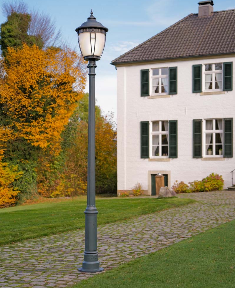 Grand Art Nouveau Post Light with Opal Glass AL 6963, 380 cm