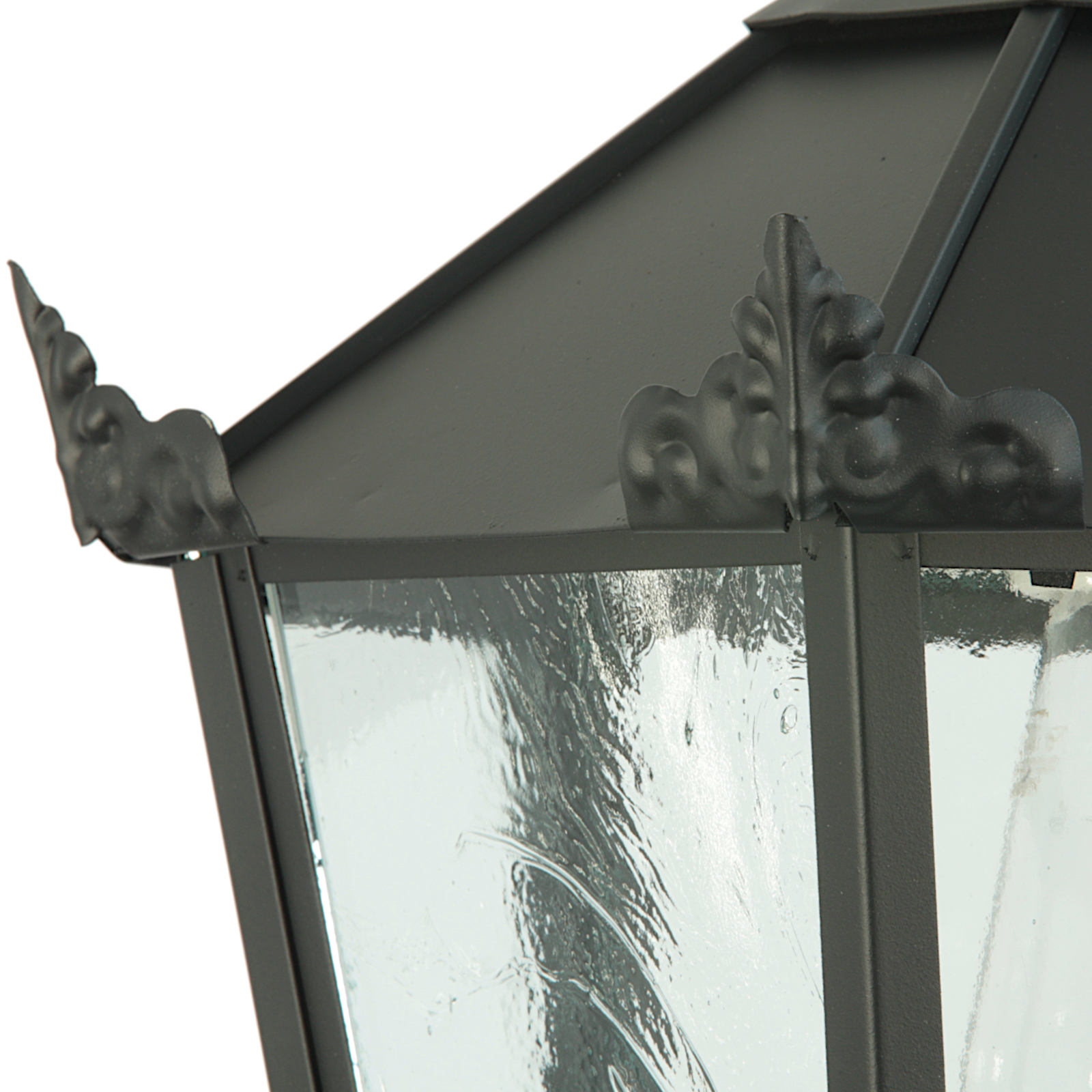 Pendelleuchte A 58-2 im Schinkelstil: hier Modell 3, Schwarz RAL 9005, Altdeutsches Glas