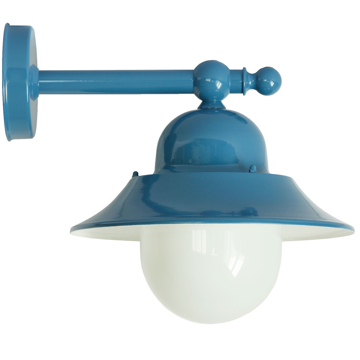 Compact Italian Barn Light With Makrolon Glass in Blue or Other Finishes