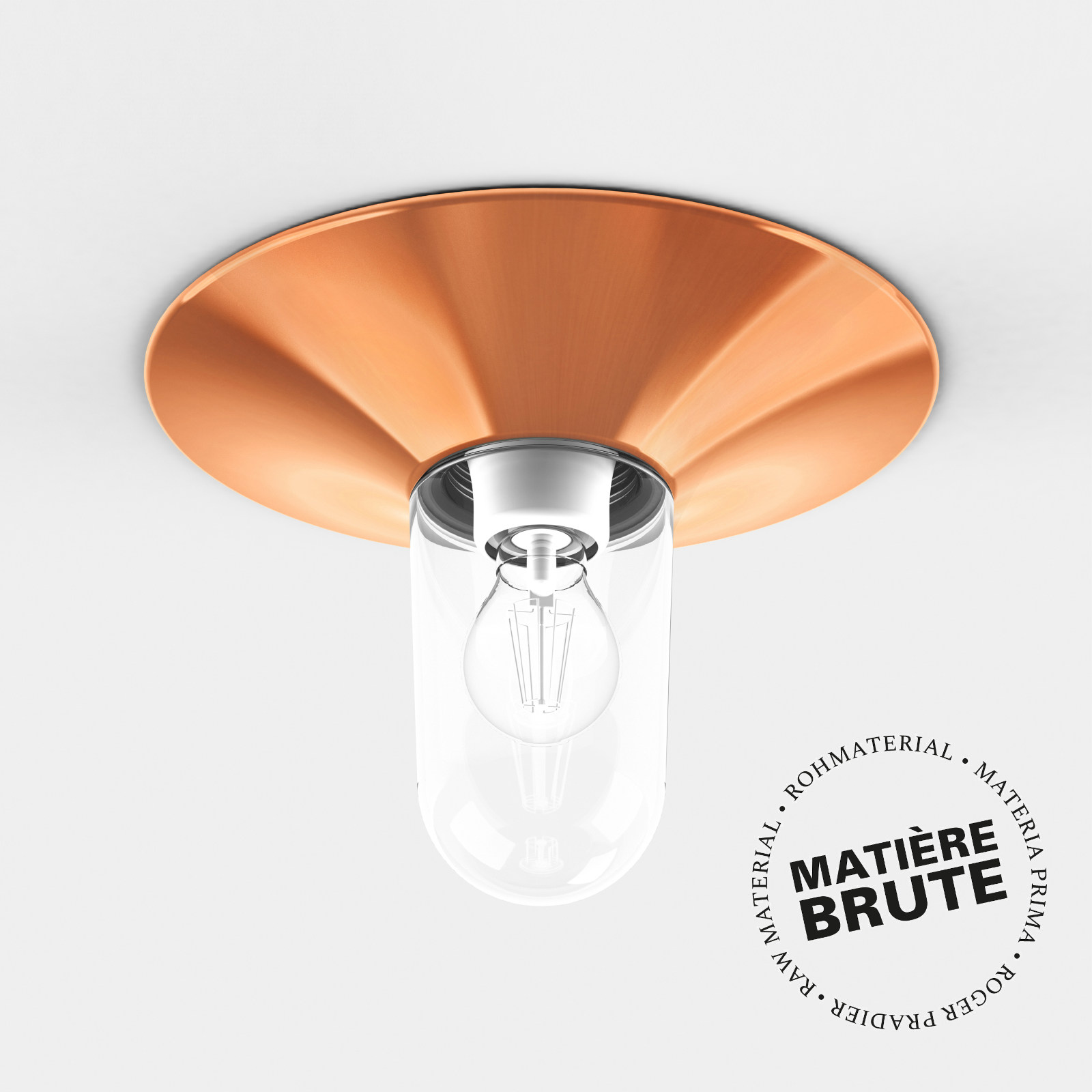 Französische Decken- oder Wandleuchte Cooper, IP 65: Decken- oder Wandleuchte Cooper, Kupfer roh