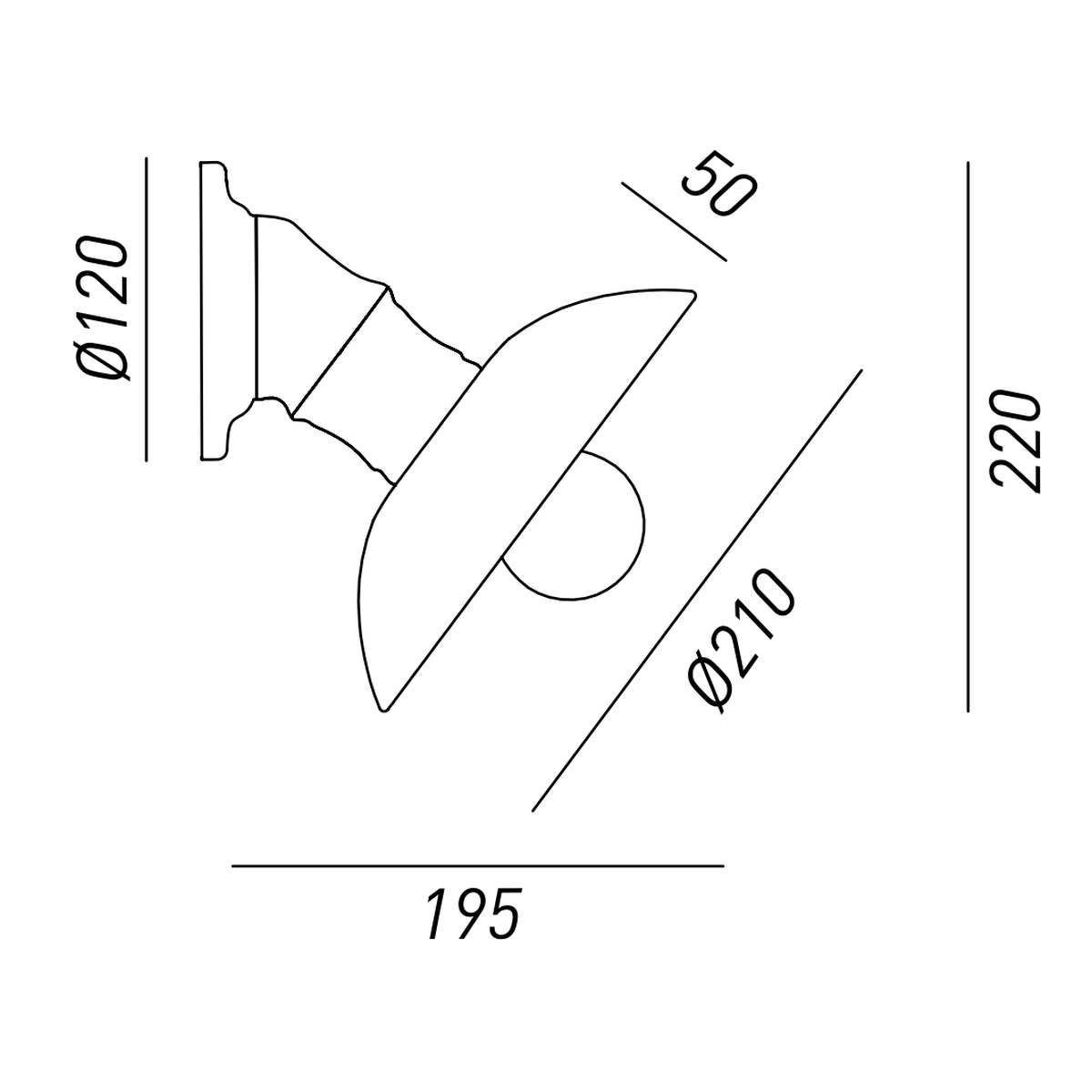 Bild 7: Abmessungen Modell 2 Kleine Landhaus-Wandleuchte aus Keramik I Girasoli: Abmessungen Modell 2
