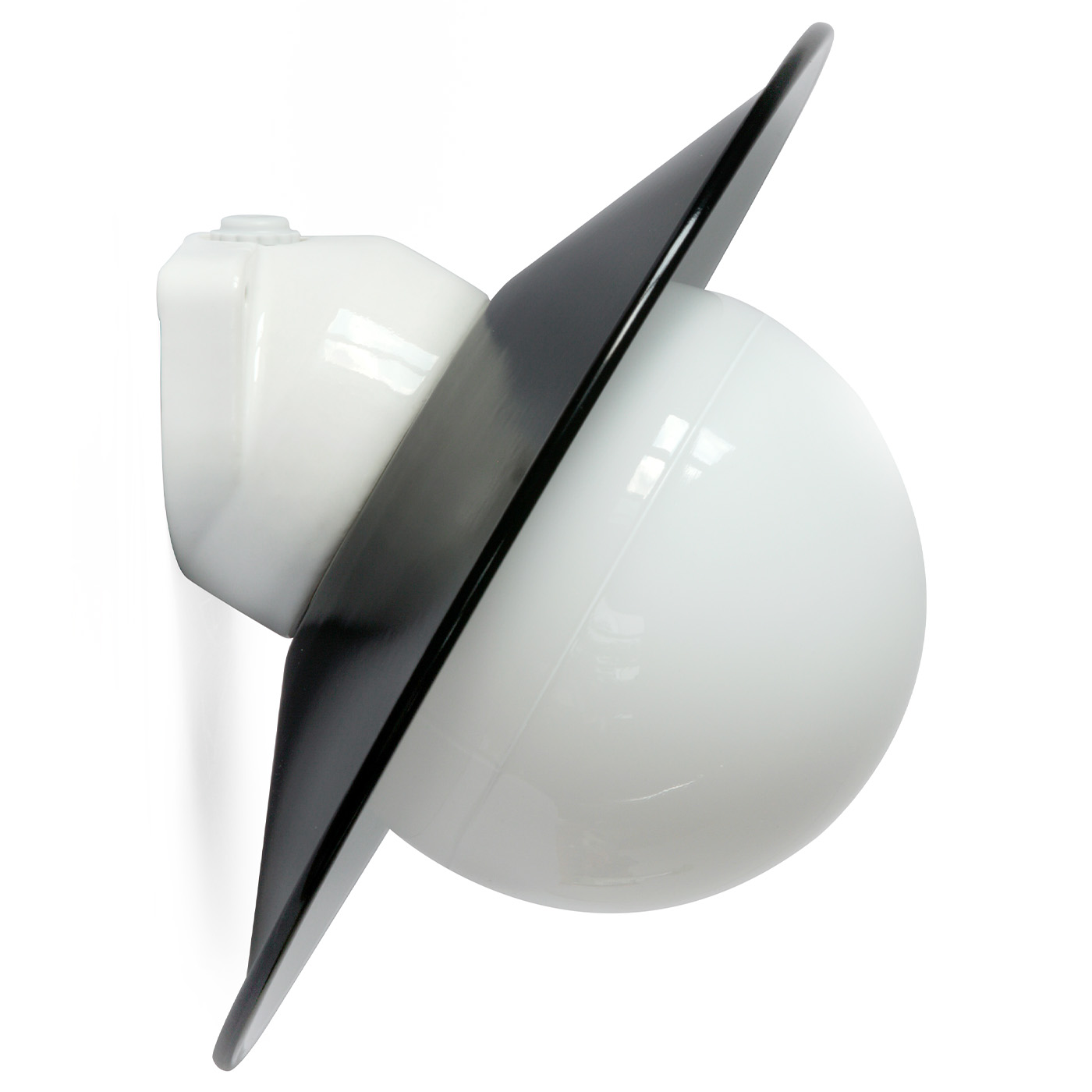 Bild 1: Emaille-Lampe mit Porzellansockel, Modell mit opalem Kugelglas Emaille-Lampe mit Porzellansockel WZKR 2010: Emaille-Lampe mit Porzellansockel, Modell mit opalem Kugelglas