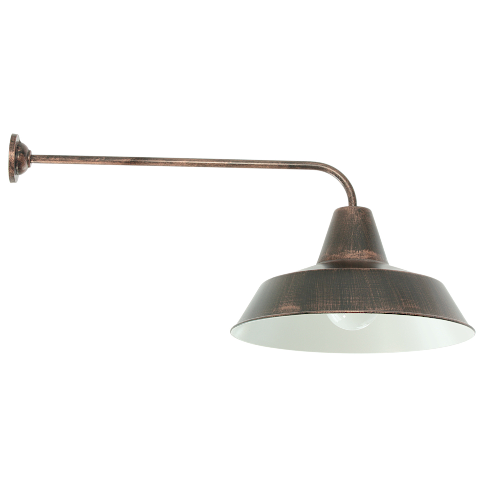 Außenwandleuchte im Fabrikstil mit langem Arm W290L (Ø 42 cm) Außenwandleuchte im Fabrikstil mit langem Arm W290L (Ø 42 cm)