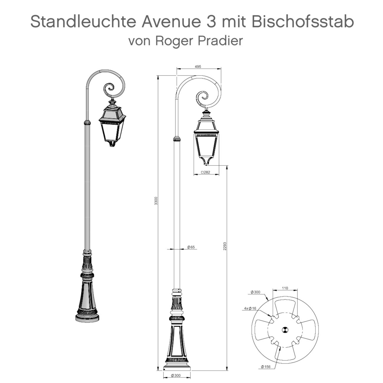 Traditional LED Post Light Avenue 3 with Crozier, Fig. 5 Traditional LED Post Light Avenue 3 with Crozier, Fig. 5
