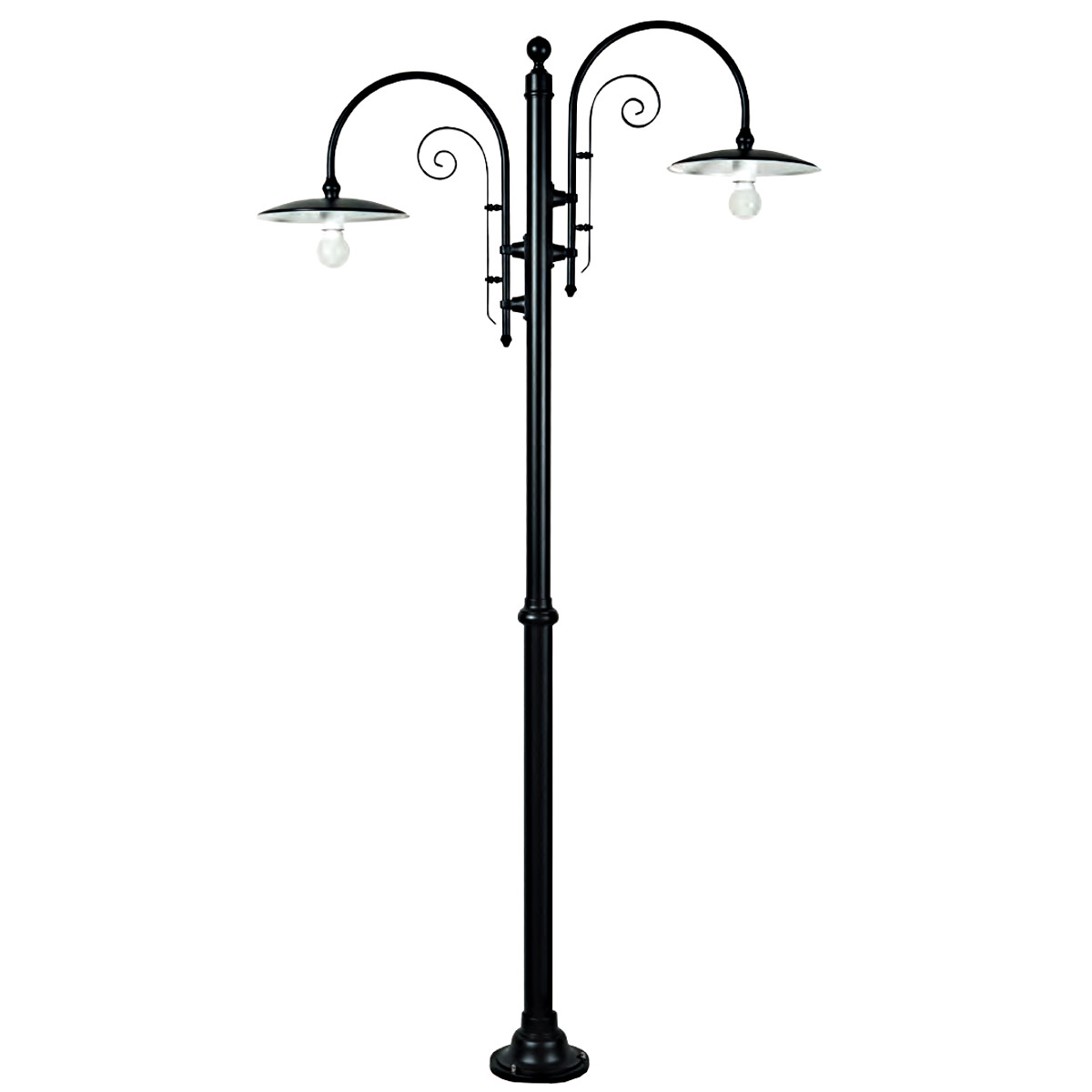 Romantic Double Lamp Post with Decorative Curved Arms