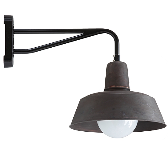 Factory Sconce Berlin CU with Double-Tube Bracket and Glass