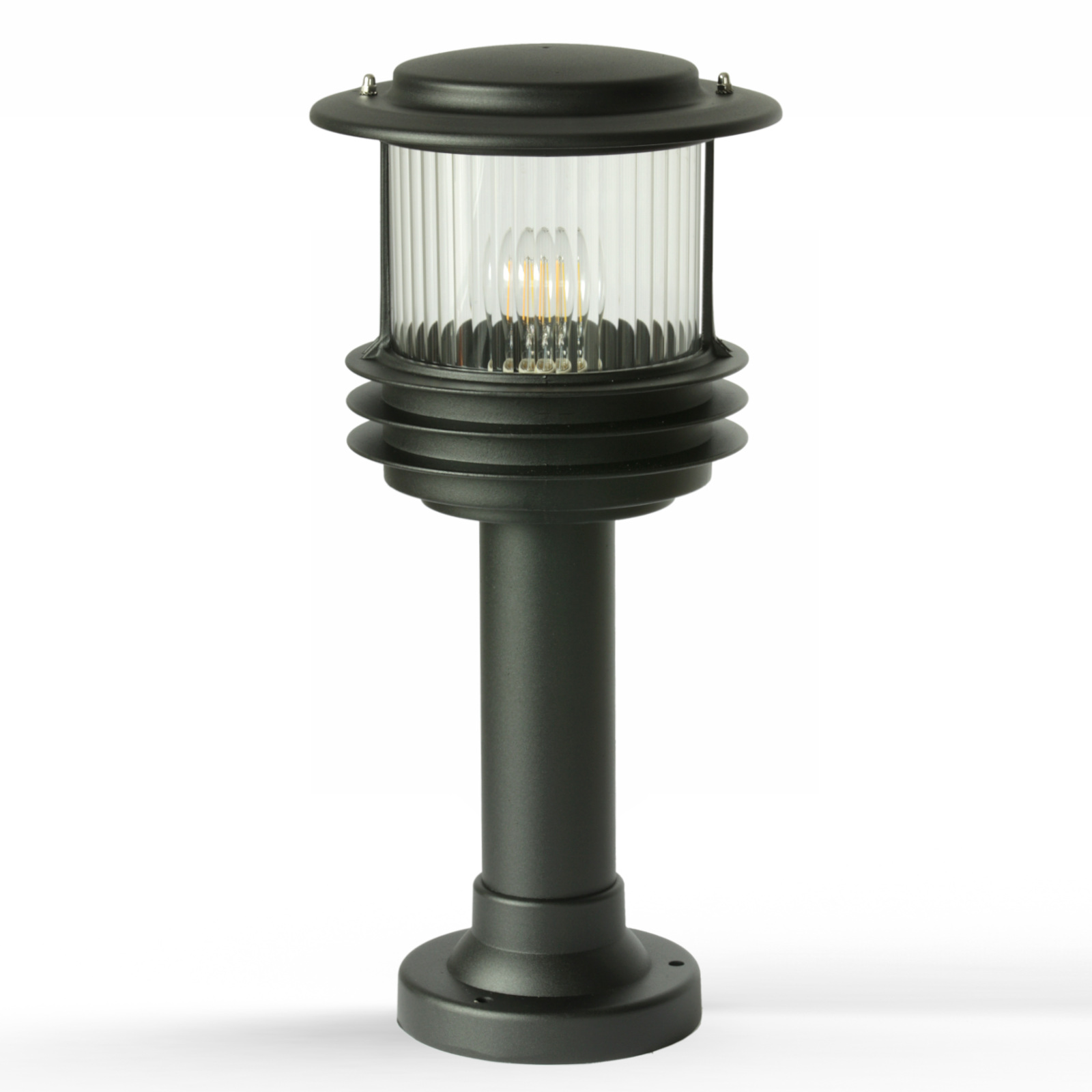 Maritime Bollard Light with Prismatic Glass: 55 cm Höhe, Schwarz