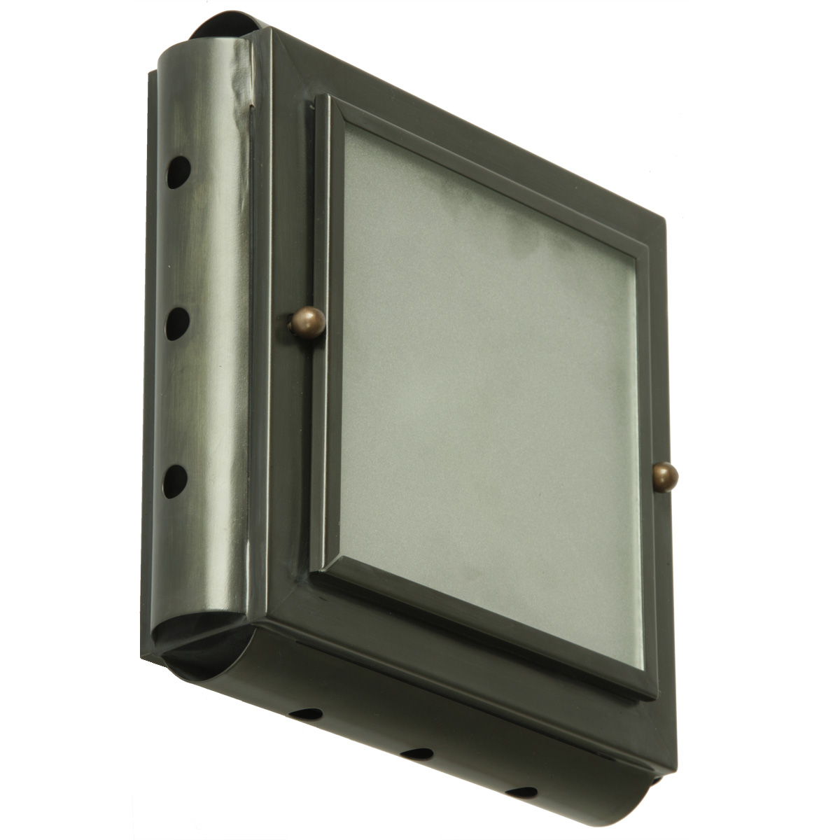 Fig. 12: Wandleuchte in Zink patiniert, kleines Modell (auf Anfrage) Flat Handcrafted Wall Light Porthole TGM: Wandleuchte in Zink patiniert, kleines Modell (auf Anfrage)