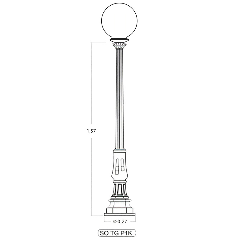 Bild 4: Großes Modell SOTG P1K.02 Standleuchte mit Kugelaufsatz SOT P1K.02: Großes Modell SOTG P1K.02