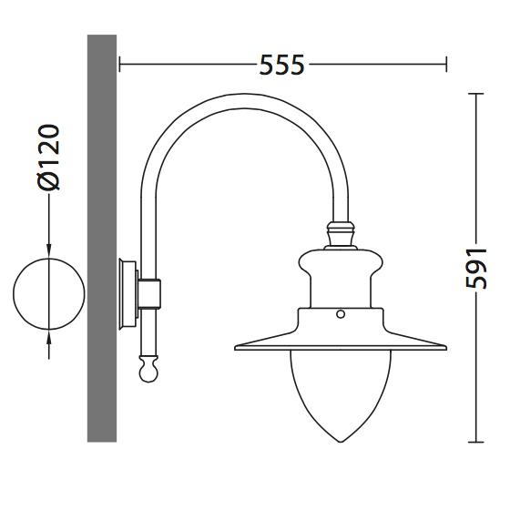 Bogenarm-Wandlampe mit satiniertem Spitzzylinder-Glas, Bild 2 Bogenarm-Wandlampe mit satiniertem Spitzzylinder-Glas, Bild 2