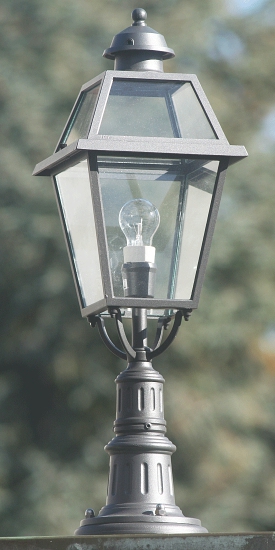 Historical garden lamp with glass roof