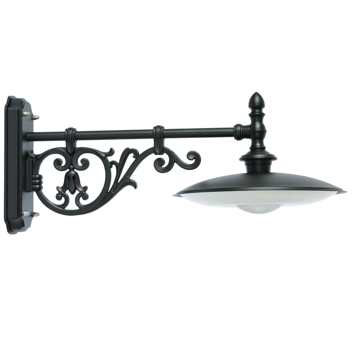 Große LED-Außen-Wandleuchte mit historischem Arm Große LED-Außen-Wandleuchte mit historischem Arm