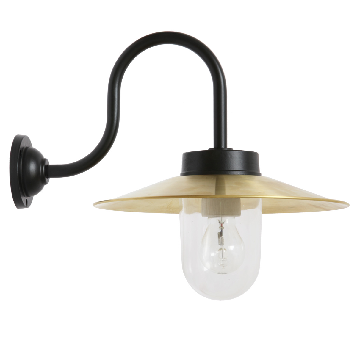 Classical Black Barn Lamp 38-S BR-S with Brass Shade