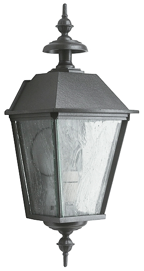 Gründerzeit-Halblaterne aus Aluminiumguss 50.S: Halblaterne aus Aluminiumguss 50S, Eisenglimmer DB 703, Altdeutsches Glas