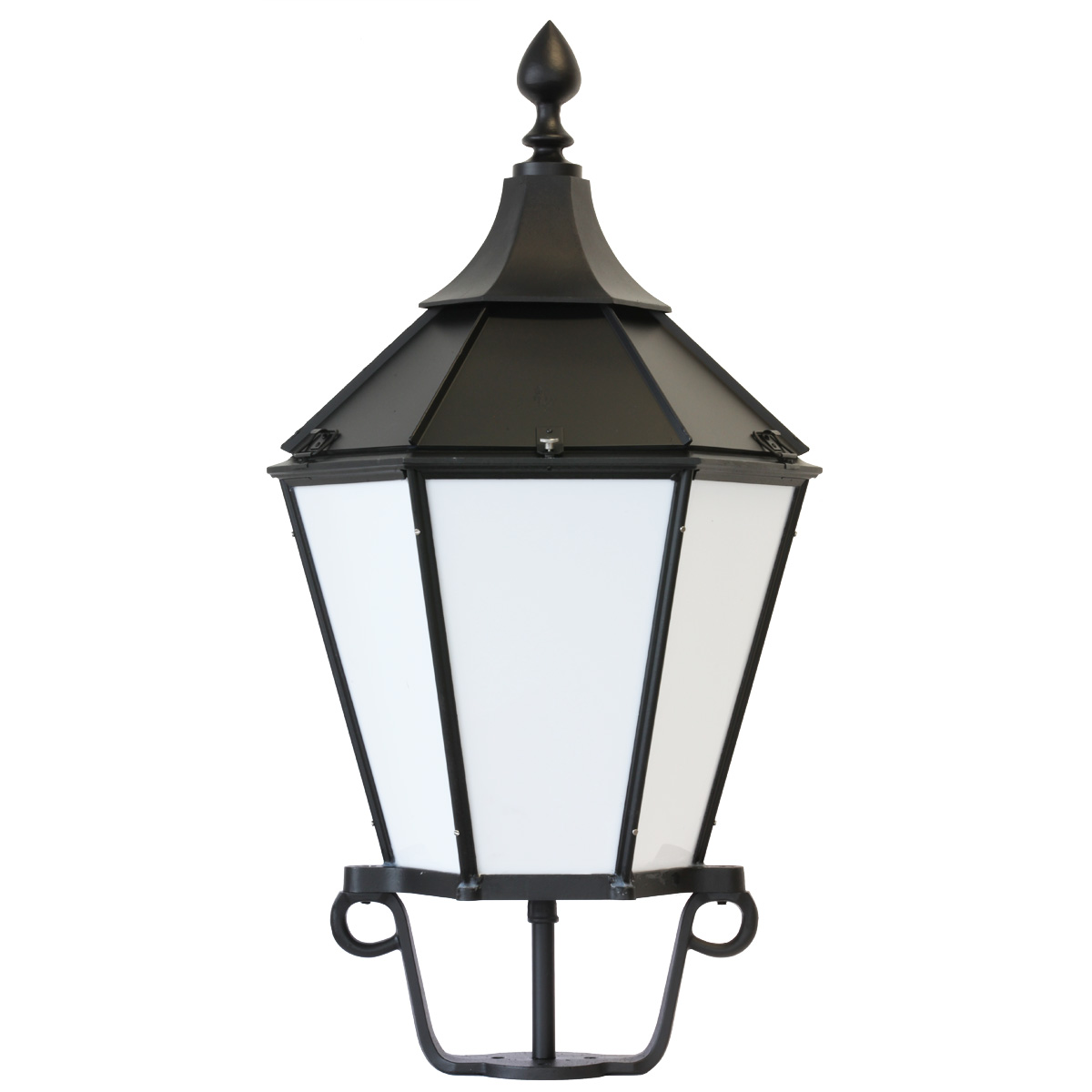 Bild 1: Große Aufsatzleuchte A 51-1, Modell 2 ohne Dachverzierung, schwarz, Opalglas aus Polycarbonat Berliner Modellleuchte: Große Aufsatzleuchte A 51: Große Aufsatzleuchte A 51-1, Modell 2 ohne Dachverzierung, schwarz, Opalglas aus Polycarbonat