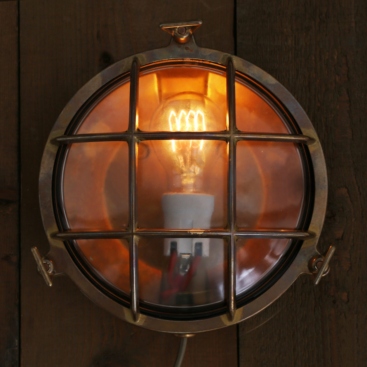 Bild 7: Antik patiniert, klares Glas Adoon Marine-Wandlampe Ø 21 cm: Antik patiniert, klares Glas