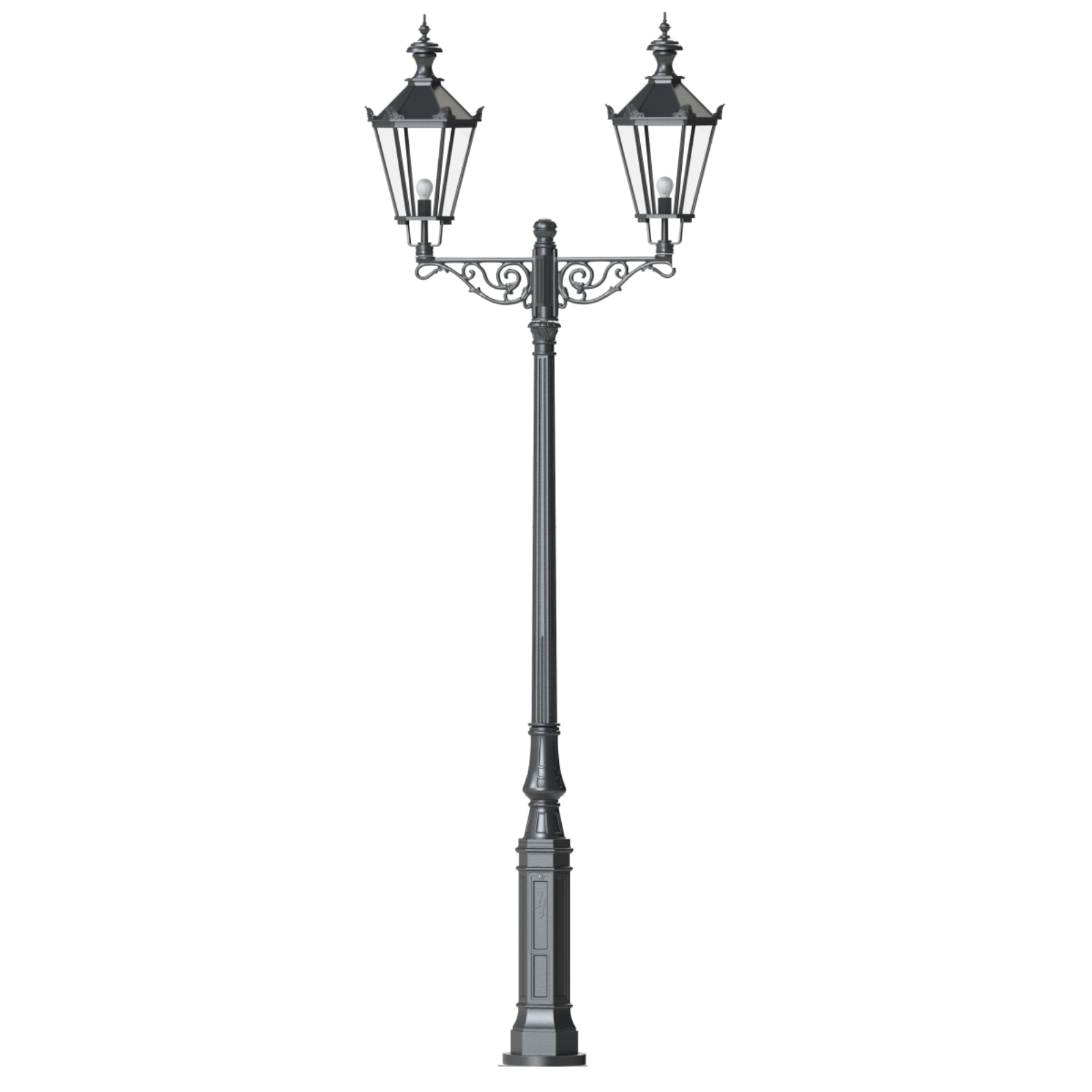 Große Standleuchte mit zwei Schinkellaternen S2 TG P3K 73 Große Standleuchte mit zwei Schinkellaternen S2 TG P3K 73