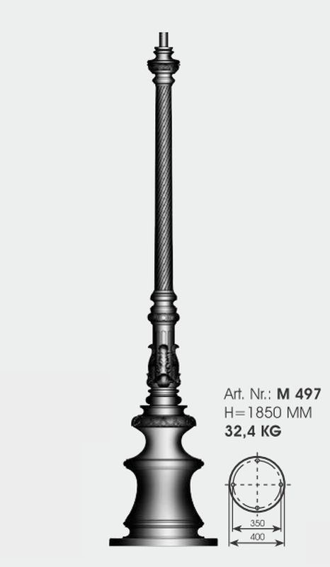 Historical German Wrought Iron Post Light AL 6783.6784: Abmessungen Säule großes Modell