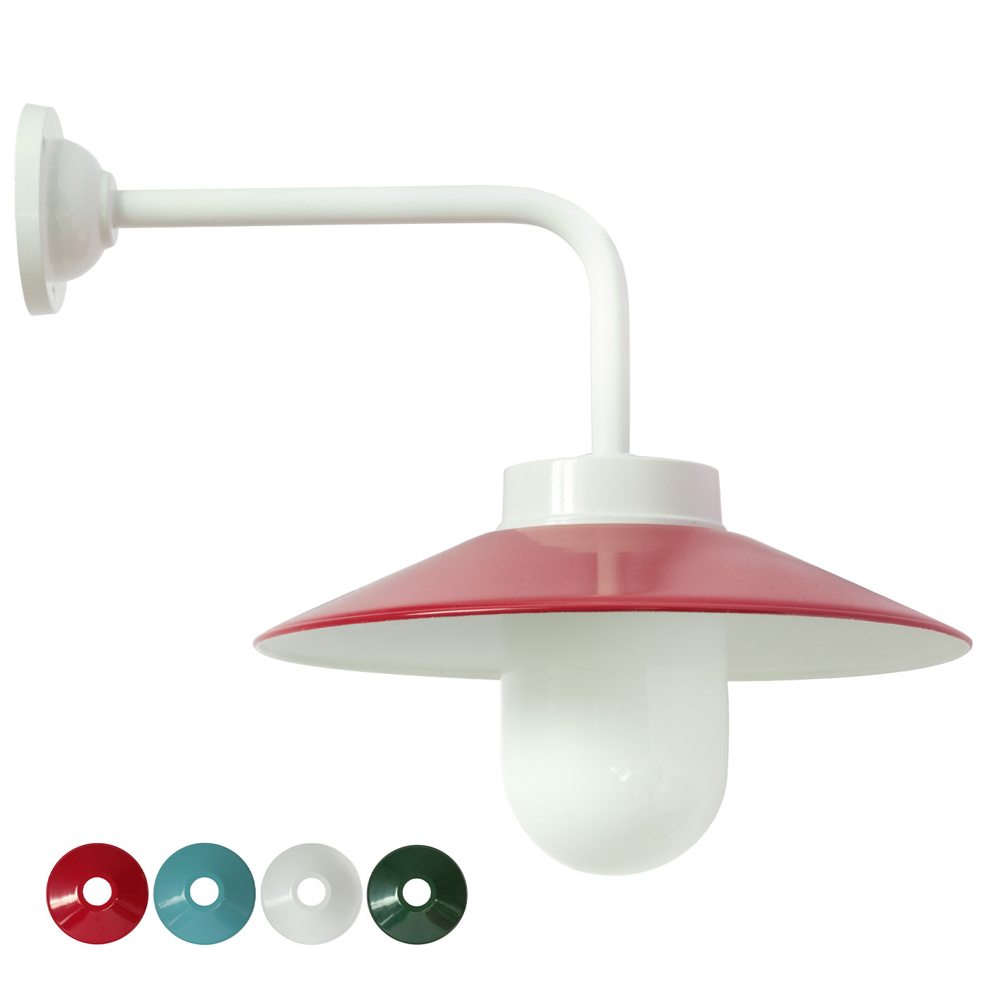 White Classical Barn Lamp 38-90 BO with colored shade