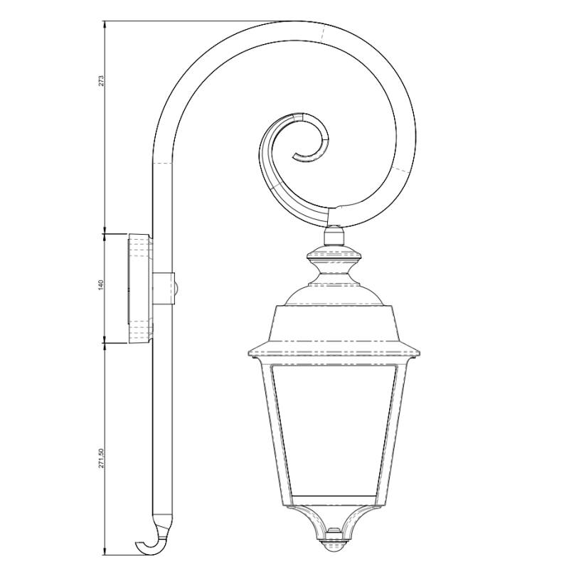 Wandleuchte mit Bewegungsmelder Place des Vosges 1: Abmessungen des Wandarms