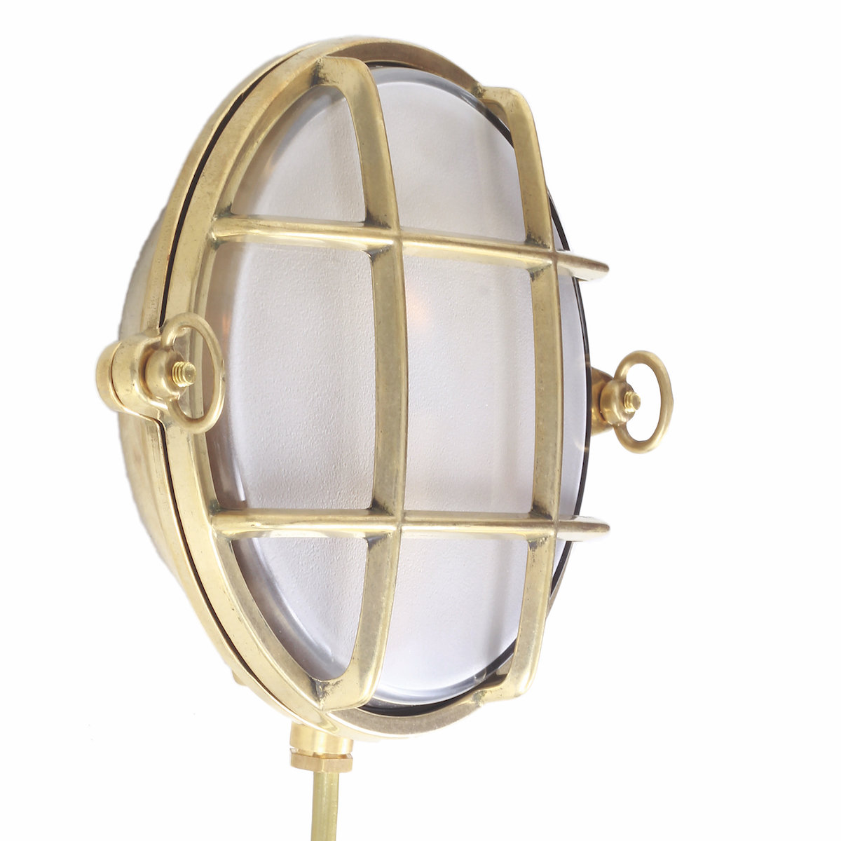 Round Nautical Brass Sconce with Satin Glass Argo