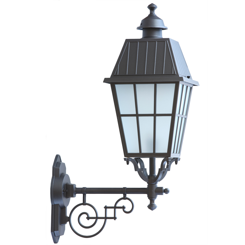Large Historical Wall Light with Caged Glass
