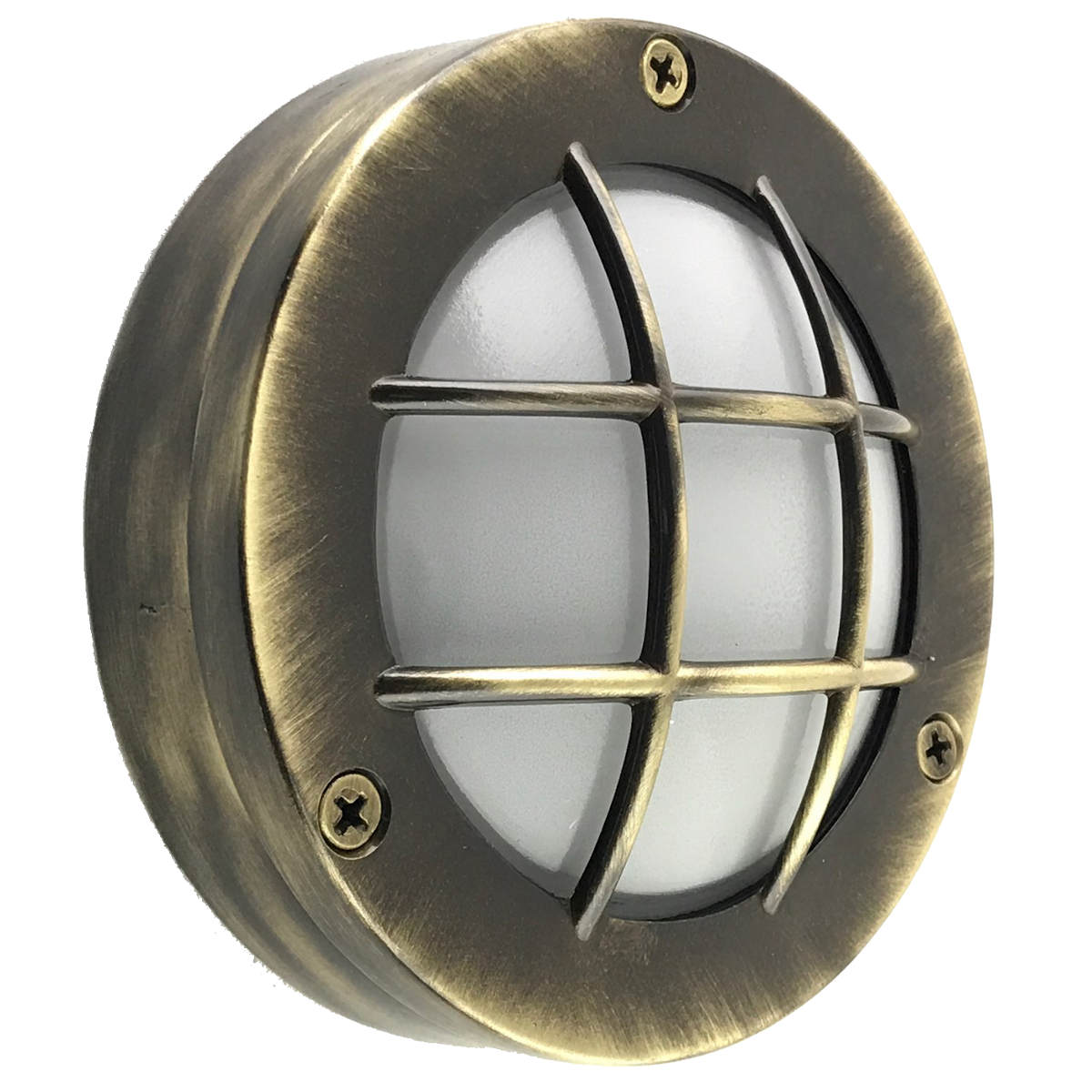 Bull's eye brass wall light with grid