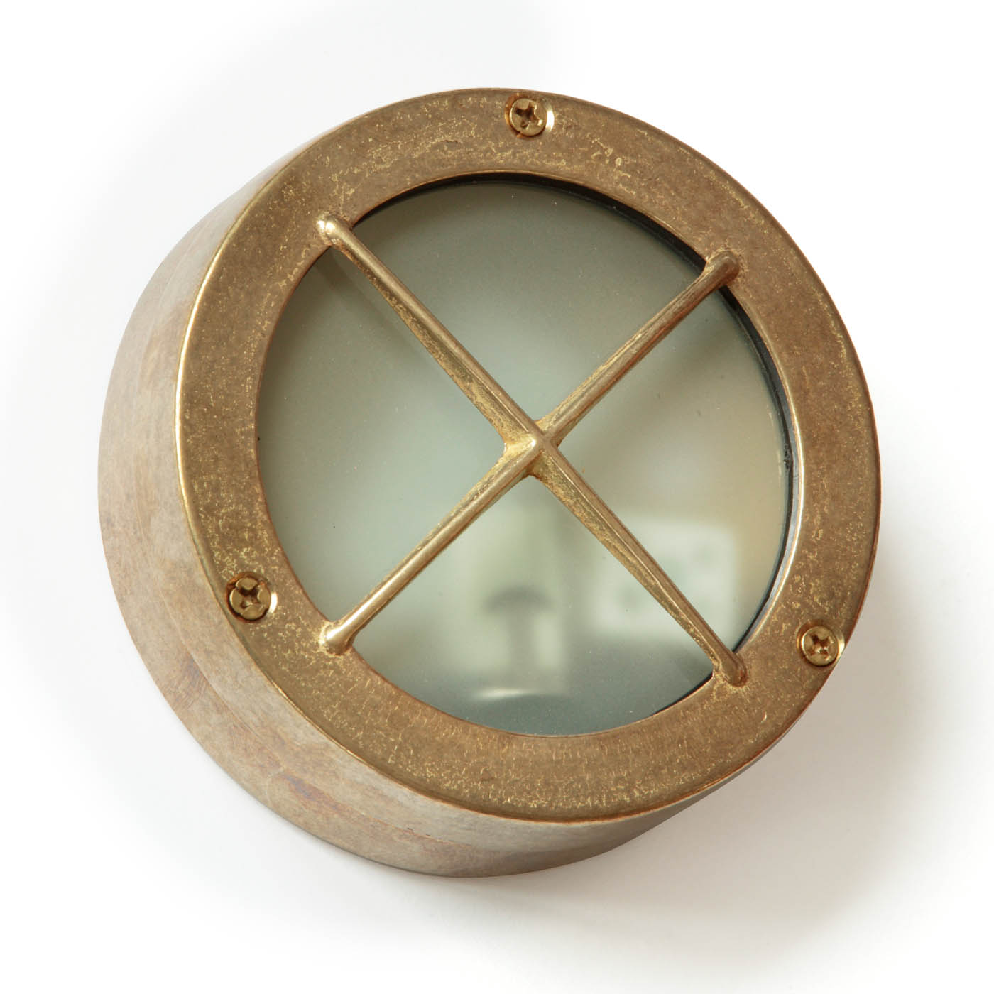 Small gridded cabin wall light made of brass