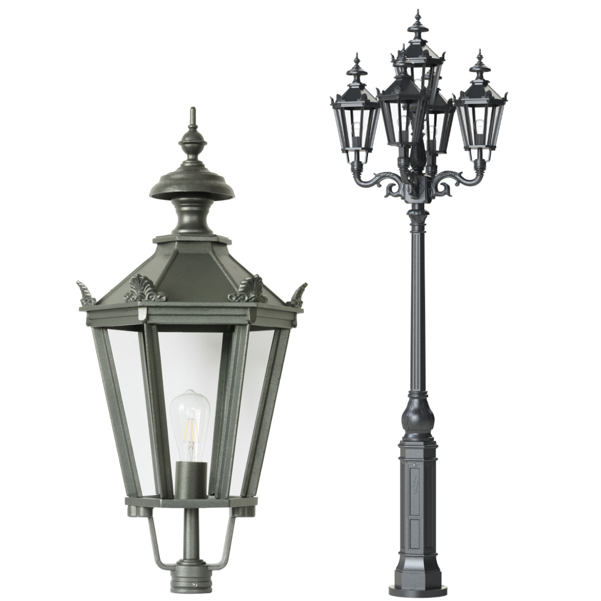 Classic Outdoor Post Light with Five Lanterns – Terra Lumi