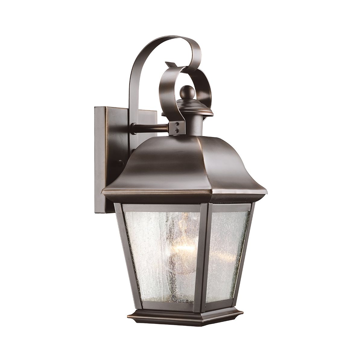 Small Traditional Wall Lantern with Bronze Finish, 32 cm