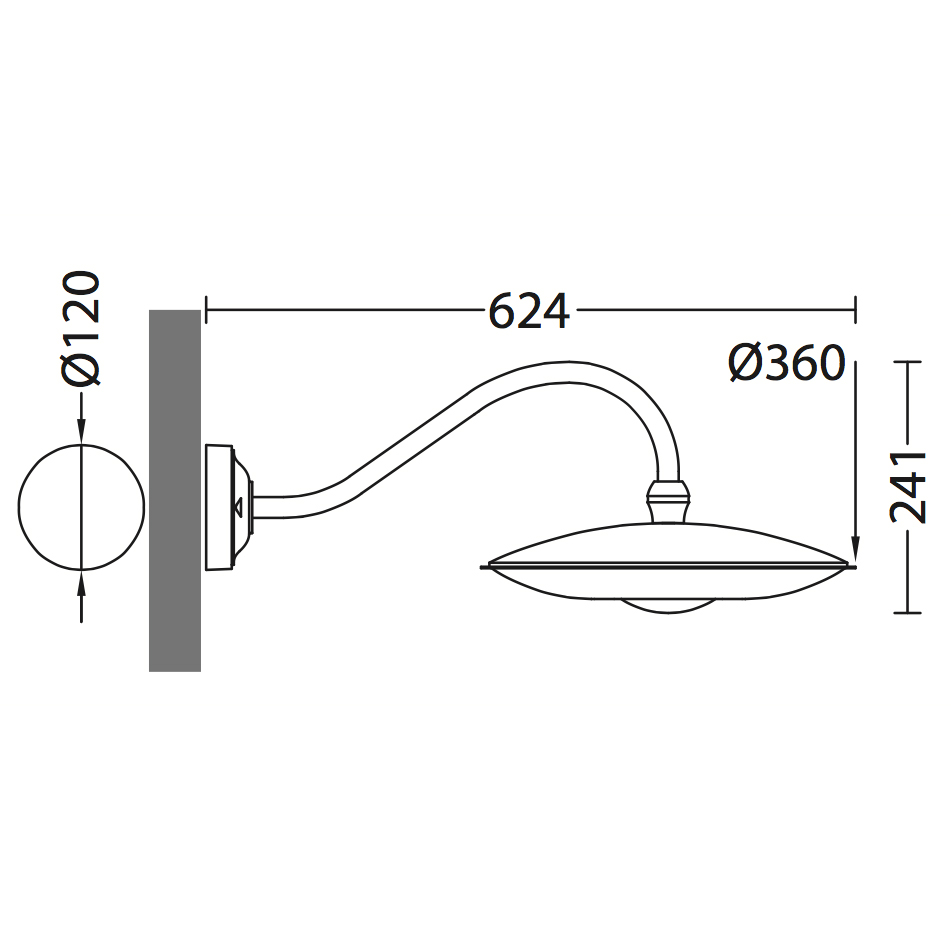 Fig. 2: Die Maße: LED-Wandleuchte für außen mit Schutzart IP 65 LED Wall Light for Outdoor Use with IP65 Protection: Die Maße: LED-Wandleuchte für außen mit Schutzart IP 65