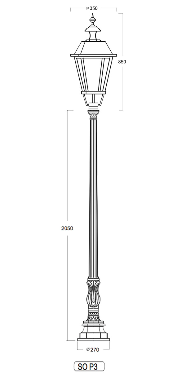 Klassische Mastleuchte mit vierseitiger Laterne SO P3.53, Bild 2 Klassische Mastleuchte mit vierseitiger Laterne SO P3.53, Bild 2