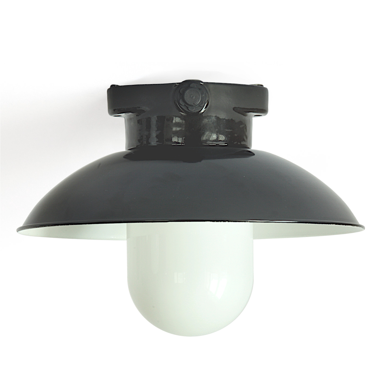 Deckenleuchte mit schwarzem Reflektor und schwarzem Porzellan-Sockel  DMAL 2024 BLK Deckenleuchte mit schwarzem Reflektor und schwarzem Porzellan-Sockel  DMAL 2024 BLK