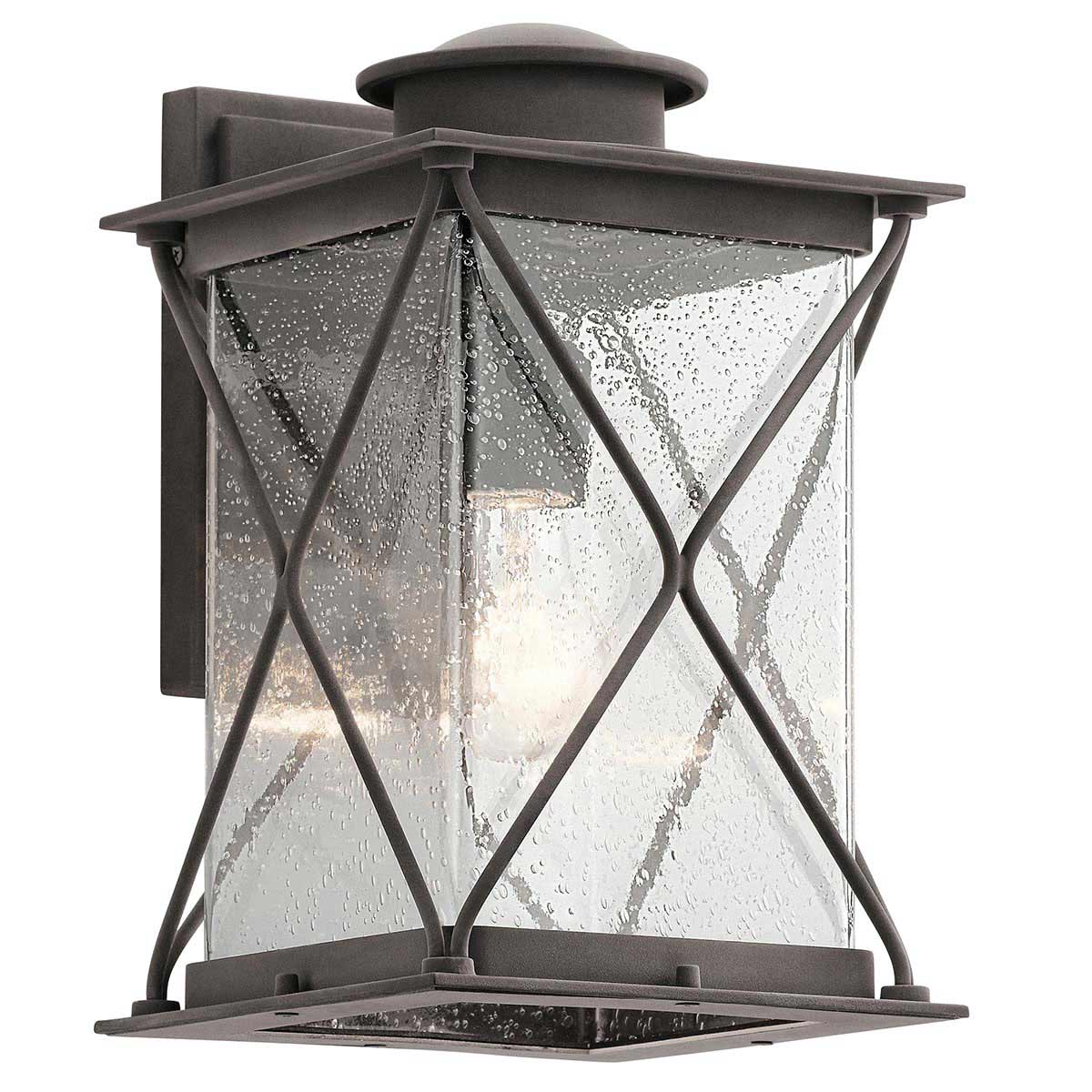Wandlaterne mit Antikglas und Querstreben, 32 cm