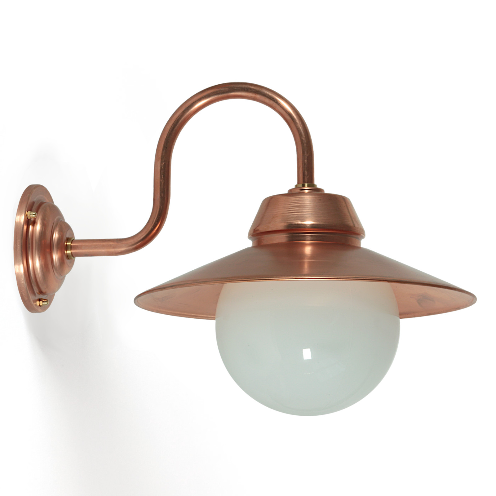 Bild 3: Kupfer roh, Schirm 300 mm, Opalenes Kugelglas, max. 60 Watt Landhaus-Außenwandleuchte Bremen Kupfer Patina RO 1500: Kupfer roh, Schirm 300 mm, Opalenes Kugelglas, max. 60 Watt