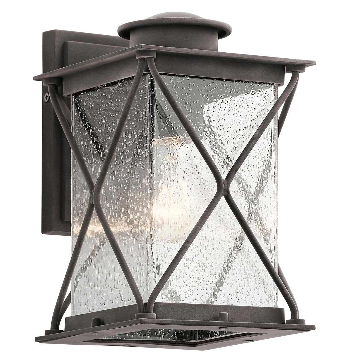 Small Wall Lantern With Antique Glass and Cross Struts, 26 cm