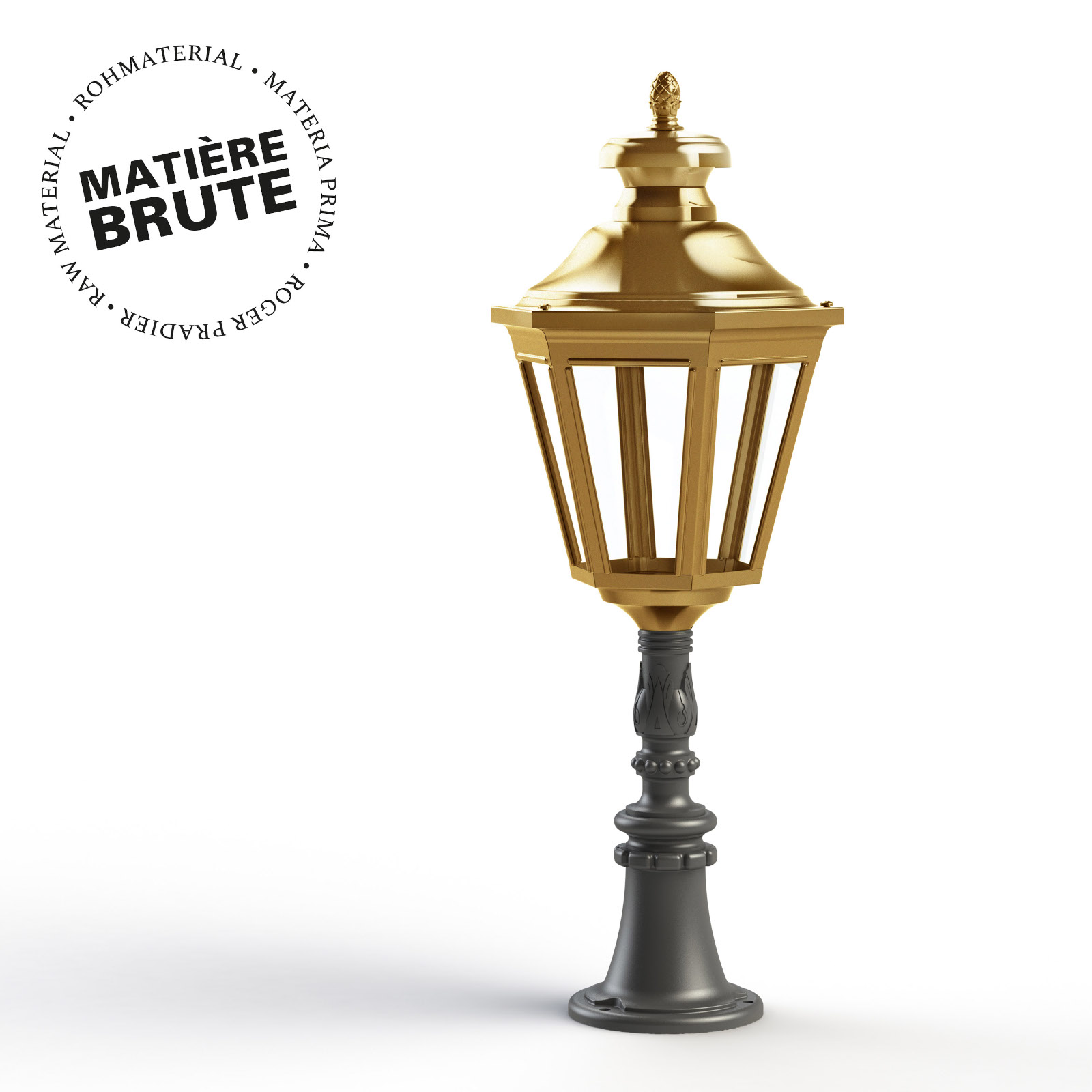 Klassische LED-Gartenlaterne aus Aluminium oder Messing Louis XIII, 90 cm – Terra Lumi