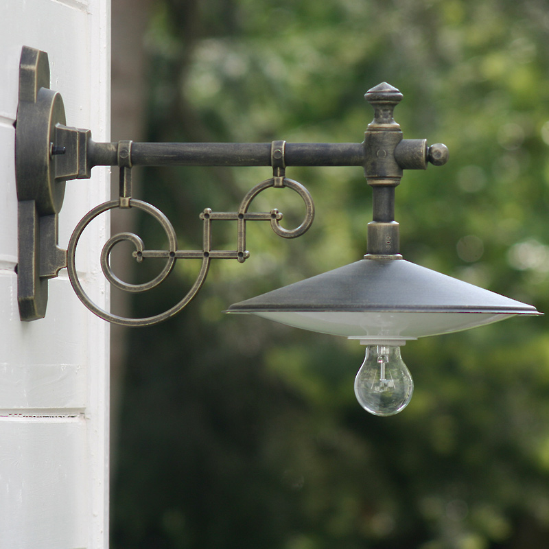 Historic Courtyard Light with Art Nouveau Wall Arm Historic Courtyard Light with Art Nouveau Wall Arm