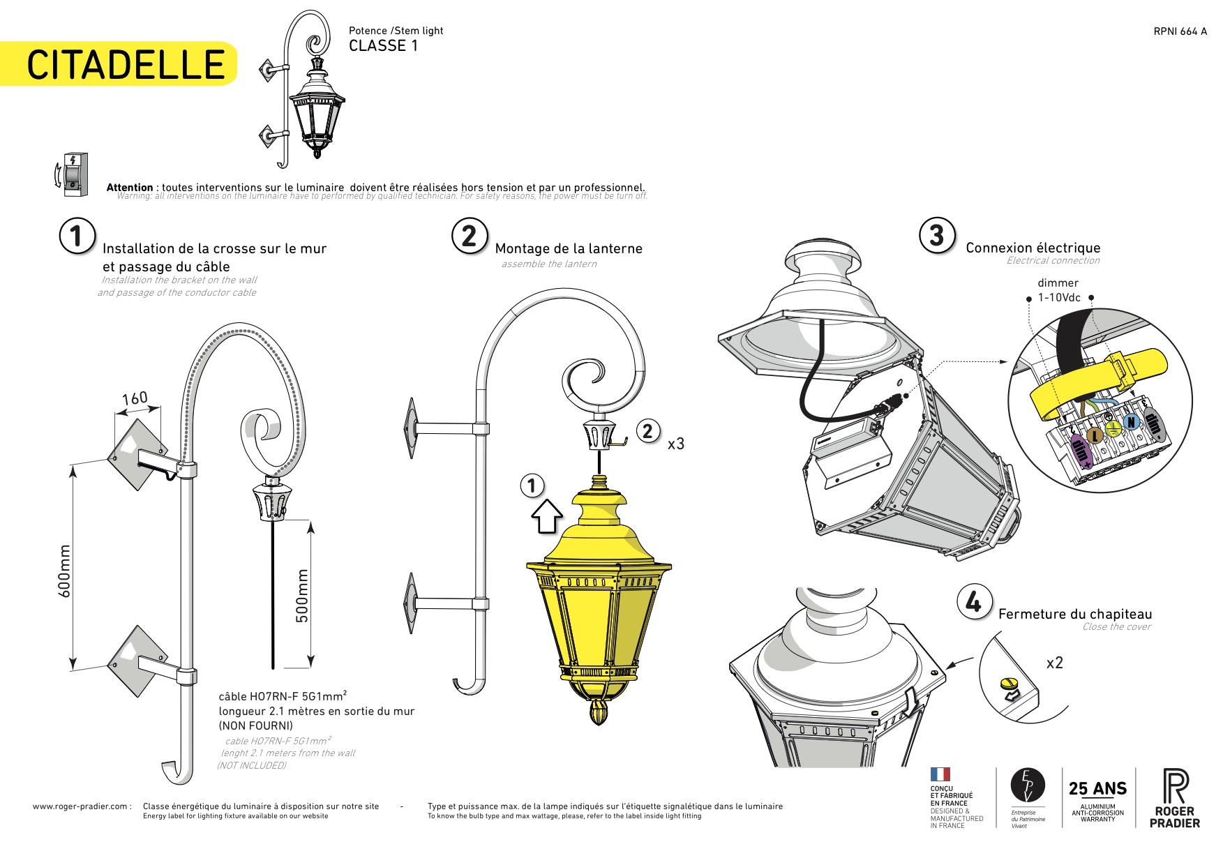 Große LED-Wandlaterne Citadelle mit Bischofstab, Bild 10