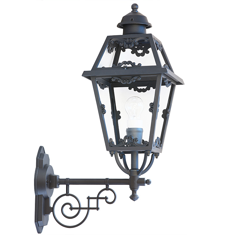 Große Jugendstil-Wandlaterne mit verglastem Dach Große Jugendstil-Wandlaterne mit verglastem Dach
